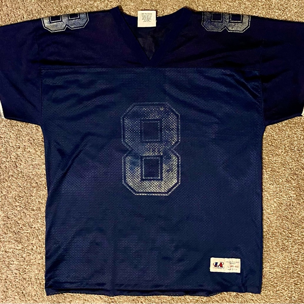 Troy Aikman #8 Dallas Cowboys NFL Logo Athletic Blue Home Jersey Men's L(46-48)